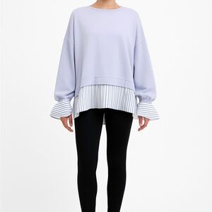 Lavender Layered Sweatshirt with Striped Cuffs